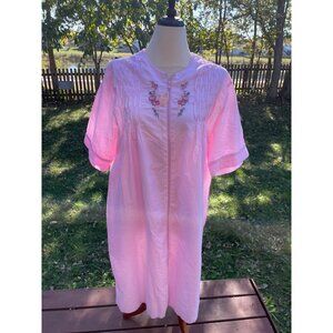 Anthony Richards Womens Pink Floral Zip Front Housecoat 1X